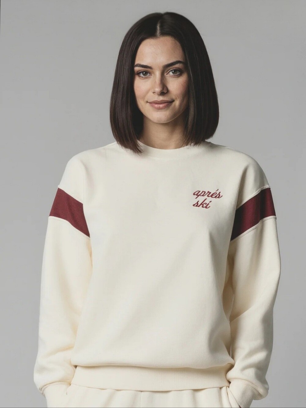 Wildfox Aprés Ski 'Tinis For The Table Sweatshirt Eggnog Cream Maroon Size M NWT